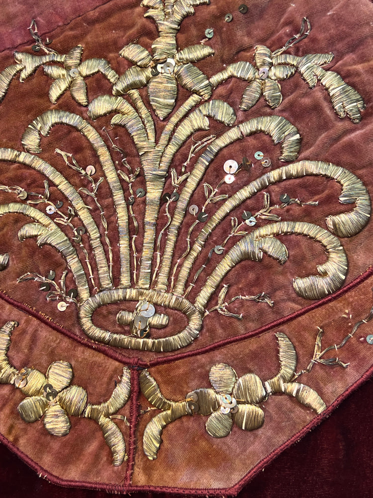 #1323 Earl’s Top Antique Ottoman Embroidered Metallic and Sequins and Hand Dyed Velvet
