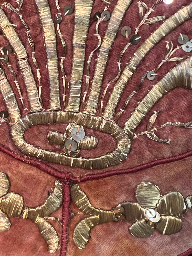 #1323 Earl’s Top Antique Ottoman Embroidered Metallic and Sequins and Hand Dyed Velvet