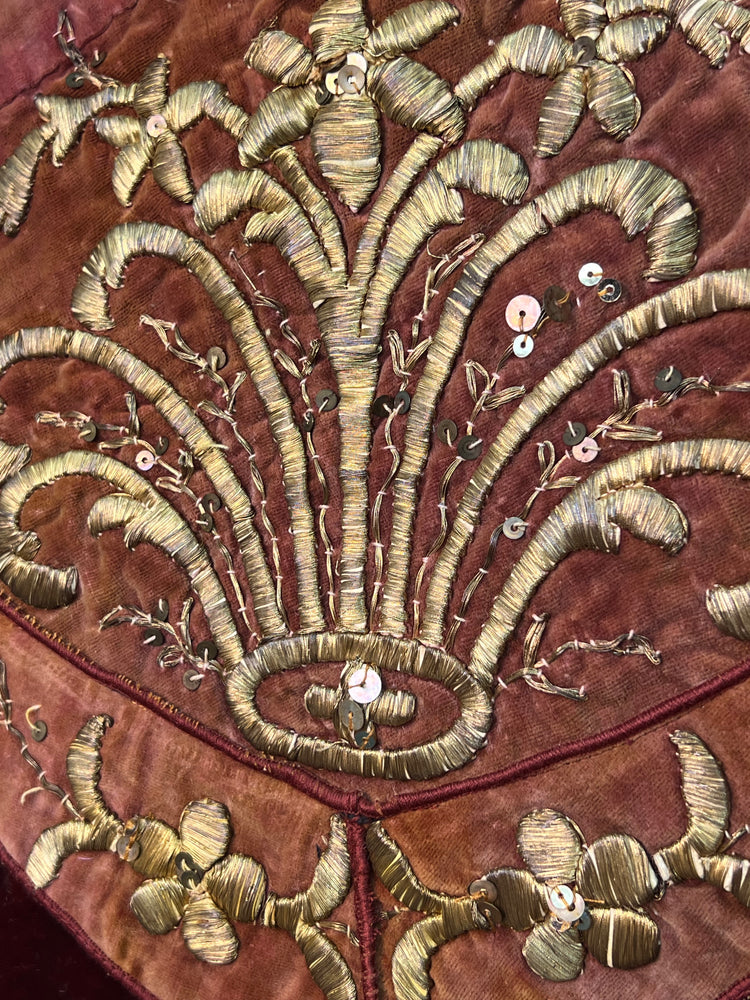 #1323 Earl’s Top Antique Ottoman Embroidered Metallic and Sequins and Hand Dyed Velvet