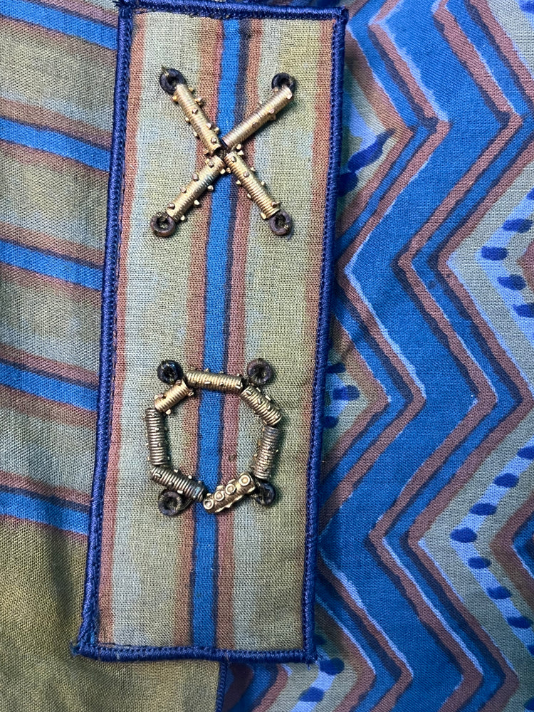 #1361 Easy X & O Shrug Jacket OverDyed Cotton African Metal Beads