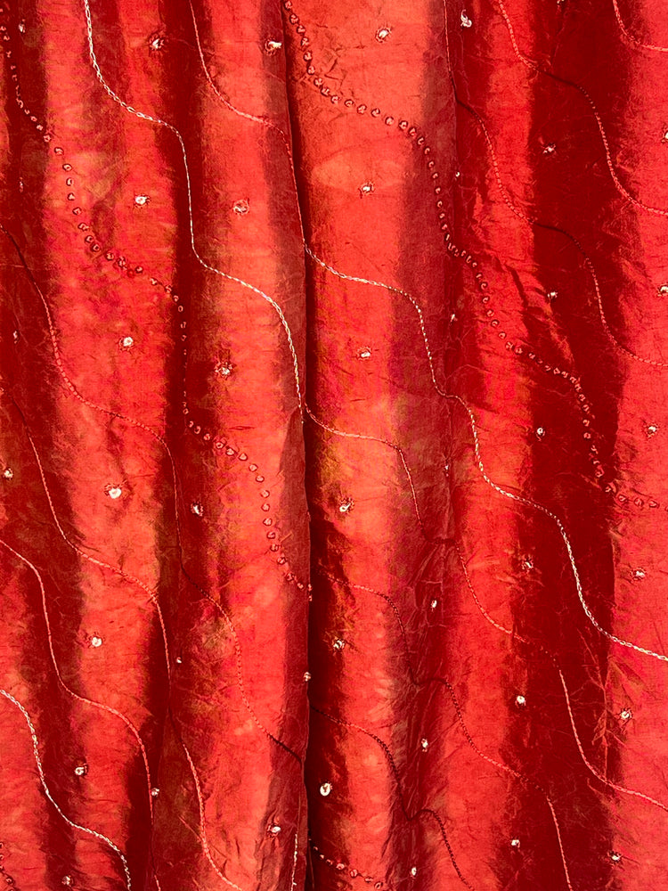 #928 Perfect Pants II Overdyed Red Silk French Knots