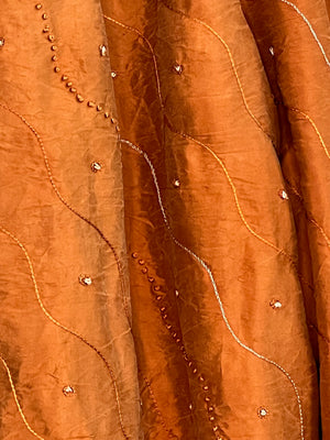 #929 Perfect Pants Overdyed Orange with French Knots