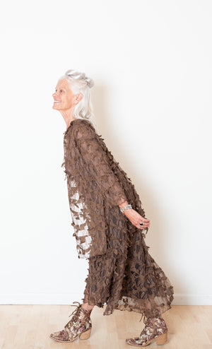 Sale #61 Dancer’s Jacket In Textural Brown Lace
