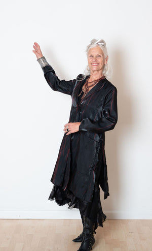 Sale #57 Dancers Jacket in Black and Red Pleating