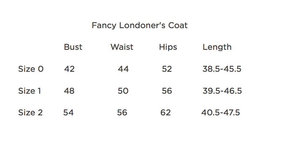 Sale #95 Fancy Londoners Coat - 200 weight