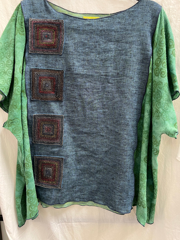 Sale #252 QT Hmong Embroidered and Hand-Dyed, Hand-Painted Silk & Cotton