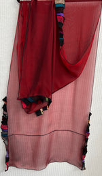 #739 Scrapplique Red Silk Chiffon Shawl