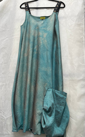 #642 Snappy Dress Aqua Silk