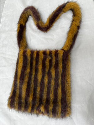 Sale #413 Purse Faux Fur Stripes Lined and Snap Closure