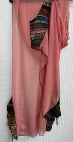 #740 Scrapplique Pink Silk Chiffon Shawl