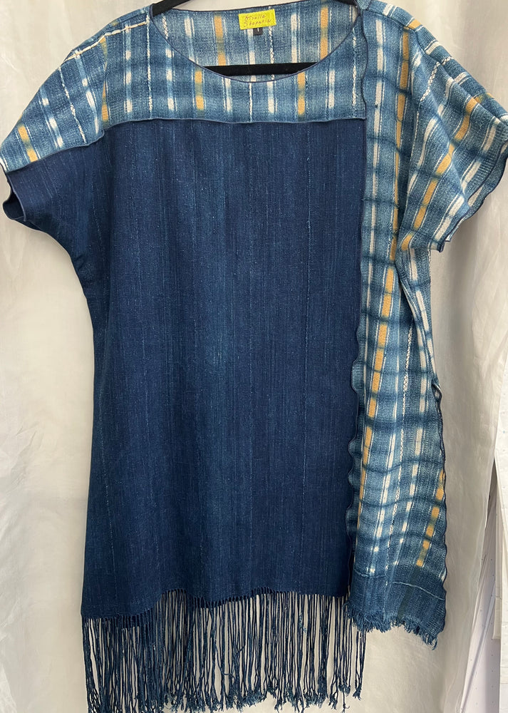 #676 West African Handwoven, Indigo Dyed with Tassels